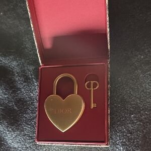 Dior Gold Heart Padlock and Key